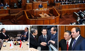السيسى أول رئيس عربى بالبرلمان اليابانى
