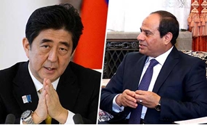 شينزو آبى رئيس وزراء اليابان والرئيس عبد الفتاح السيسى