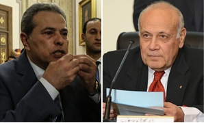 المستشار أيمن عباس رئيس اللجنة العليا للانتخابات وتوفيق عكاشة