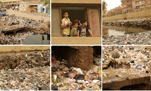 القمامة والصرف الصحى تحاصر طلاب مدرسة ومعهد دينى بـ"سقارة"