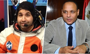 الدكتور محمود صقر رئيس أكاديمية البحث العلمى وأكرم أمين عبد اللطيف المرشح للحصول على لقب أول رائد فضاء مصرى