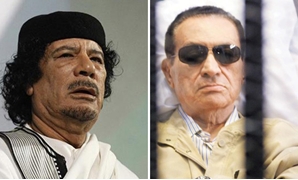 الرئيس الأسبق محمد حسنى مبارك  والزعيم الليبى الراحل معمر القذافى