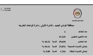 نتيجة محافظة الوادى الجديد