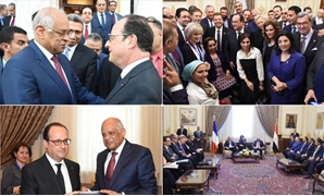 جانب من لقاء الرئيس الفرنسى وعلى عبد العال