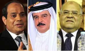 ناجى الشهابى رئيس حزب الجيل والملك البحرينى حمد بن عيسى والرئيس السيسى