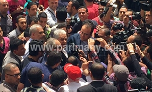 حمدين صباحى لحظة وصوله مقر نقابة الصحفيين