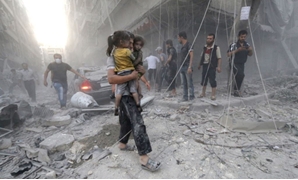 القصف السورى على حلب 
