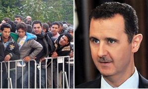 الرئيس السورى بشار الأسد - طوابير لاجئين
