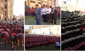 مدير مدرسة خاصة بالفيوم يصلى بالطلاب
