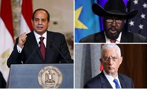رئيس جنوب السودان سيلفا كير ميارديت و السفير حمدى لوزا و الرئيس السيسى