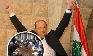 الرئيس اللبنانى ميشال عون و لجنة الشؤون العربية برئاسة اللواء سعد الجمال