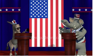 الحمار والفيل فى الانتخابات الامريكية 
