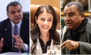 النائب عبد الحميد كمال  وداليا خورشيد وزيرة الاستثمار ومحمد سعفان وزير القوى العاملة
