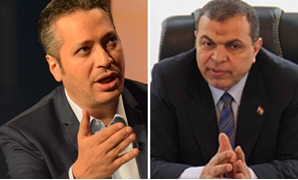 الإعلامى تامر أمين ومحمد سعفان وزير القوى العاملة
