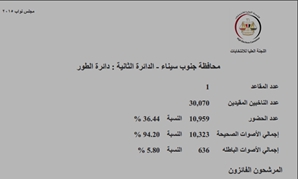 النتائج الرسمية لدائرة الطور بجنوب سيناء