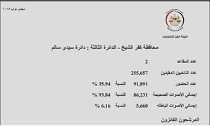 النتائج الرسمية فى دائرة سيدى سالم بكفر الشيخ 