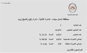 النتائج الرسمية لدائرة رفح والشيخ زويد